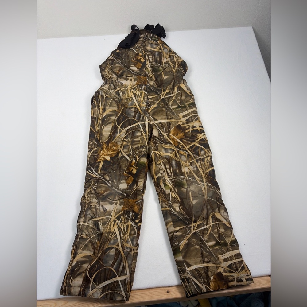 Gamehide Youth Large Bib Camo Real Tree Hunting Overalls Lined Advantage Max-4